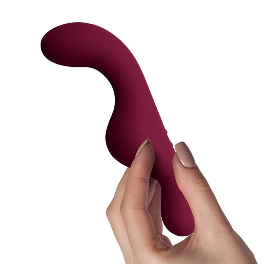 Close-up of the ROCKS-OFF Vibrador Ruby Glow Blush Vermelho 2 em 1 with remote control, highlighting its ergonomic design and dual functionality.