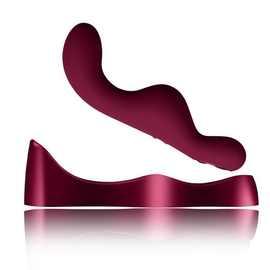 Close-up of the ROCKS-OFF Vibrador Ruby Glow Blush Vermelho 2 em 1 with remote control, highlighting its ergonomic design and dual functionality.