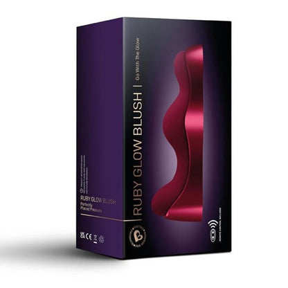 Close-up of the ROCKS-OFF Vibrador Ruby Glow Blush Vermelho 2 em 1 with remote control, highlighting its ergonomic design and dual functionality.