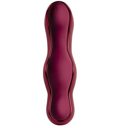 Close-up of the ROCKS-OFF Vibrador Ruby Glow Blush Vermelho 2 em 1 with remote control, highlighting its ergonomic design and dual functionality.