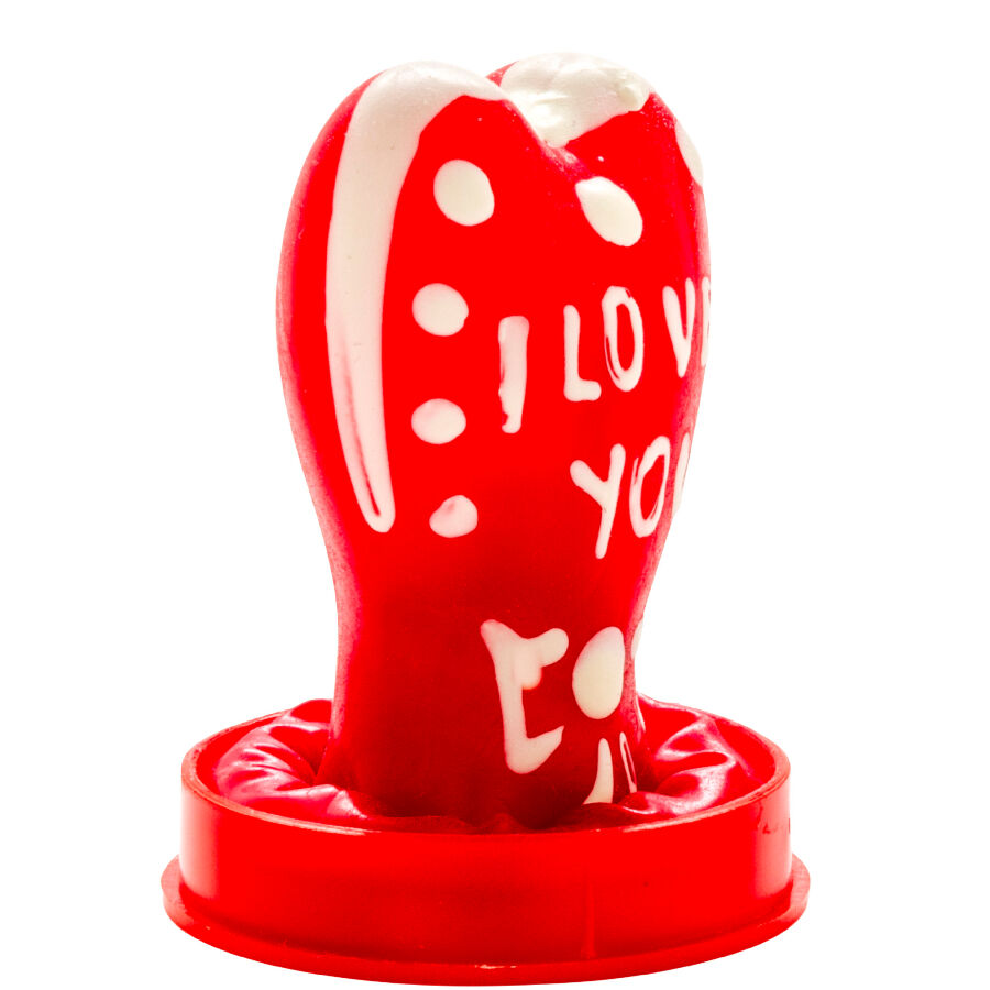 Preservativos de Arte - Pintados à Mão Coração "Eu Te Amo"