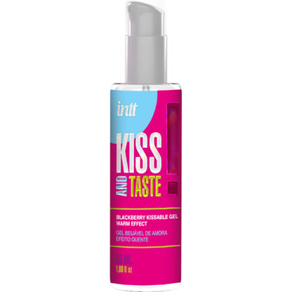 INTT RELEASES Gel Aquecedor Beijável Sabor Amora 55ml, embalagem e detalhes do produto.