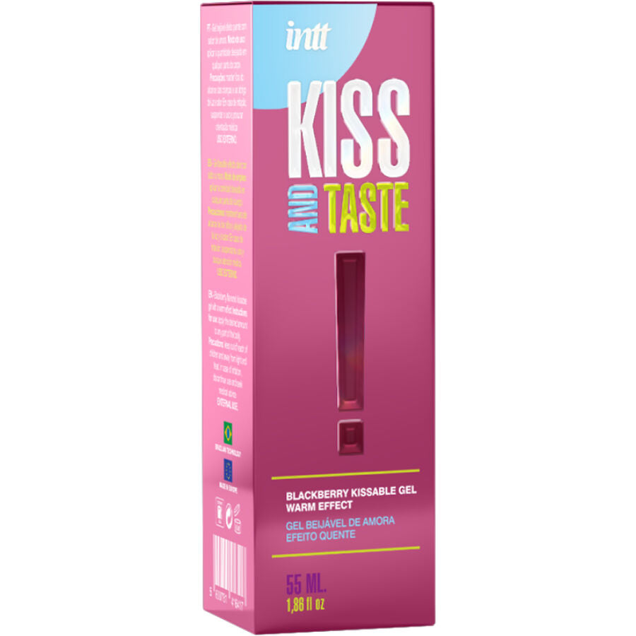 INTT RELEASES Gel Aquecedor Beijável Sabor Amora 55ml, embalagem e detalhes do produto.