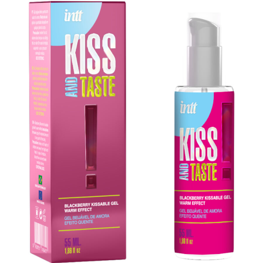 INTT RELEASES Gel Aquecedor Beijável Sabor Amora 55ml, embalagem e detalhes do produto.