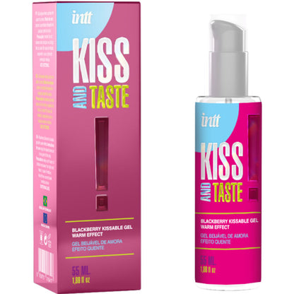 INTT RELEASES Gel Aquecedor Beijável Sabor Amora 55ml, embalagem e detalhes do produto.