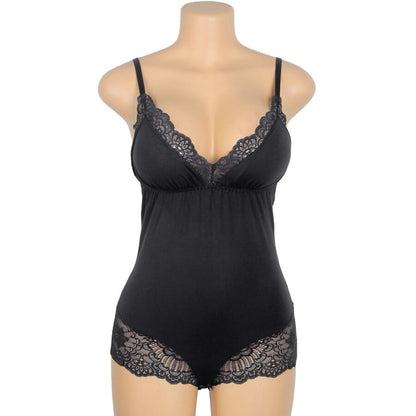Teddy Lingerie SUBBLIME Preto Floral com Renda S/M, exibindo detalhes da renda e tecido.