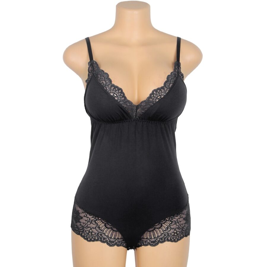 Teddy SUBBLIME preto de renda floral, tamanho L/XL.