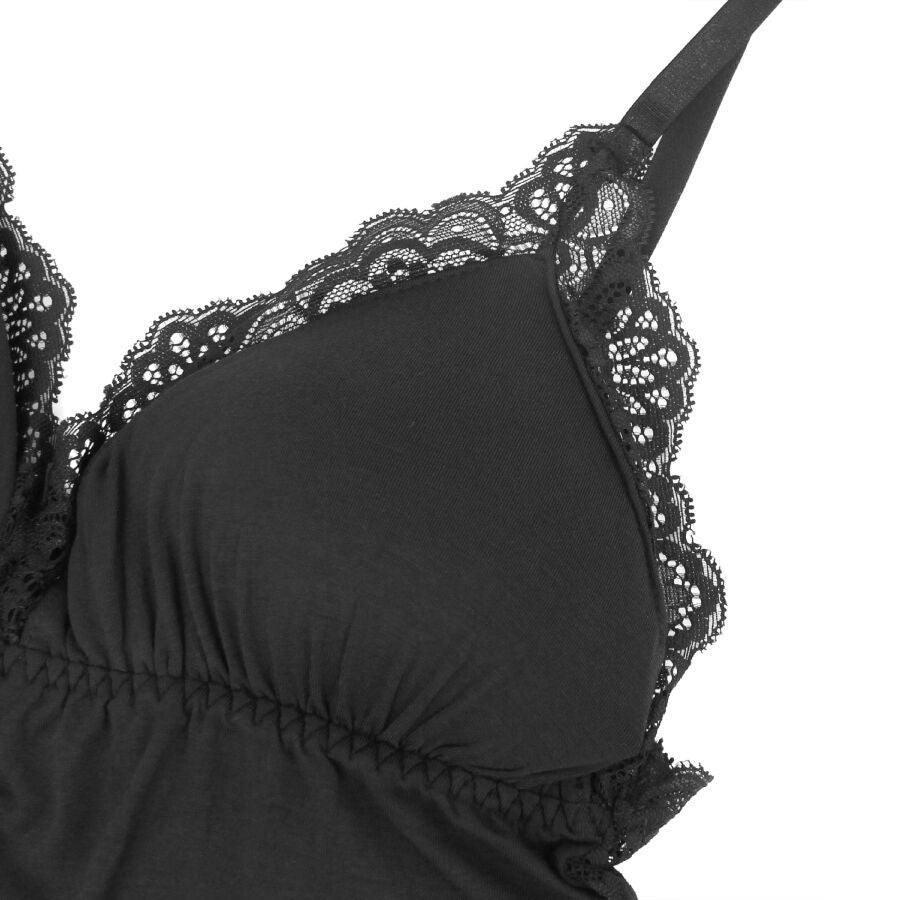 Teddy SUBBLIME preto de renda floral, tamanho L/XL.