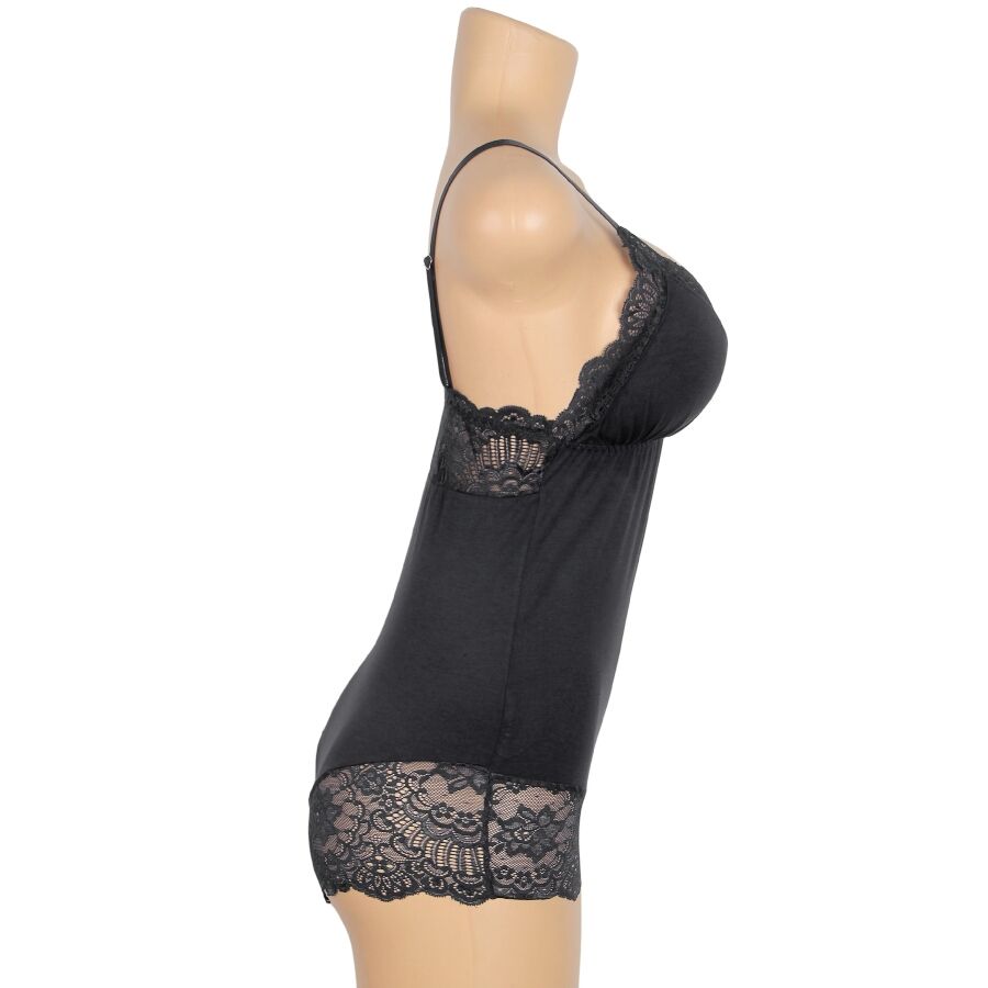 Teddy SUBBLIME preto de renda floral, tamanho L/XL.
