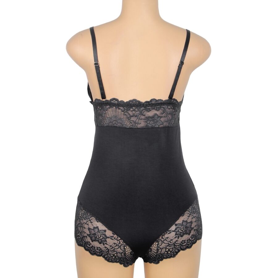 Teddy SUBBLIME preto de renda floral, tamanho L/XL.