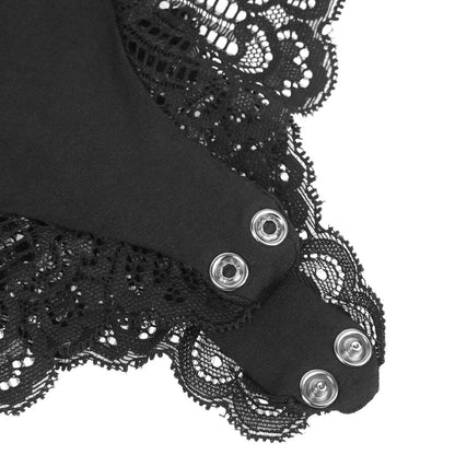 Teddy SUBBLIME preto de renda floral, tamanho L/XL.