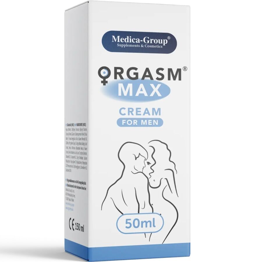 Embalagem do MEDICA GROUP Creme Íntimo Orgasm Max para Homens 50 ML