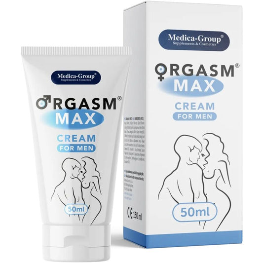 Embalagem do MEDICA GROUP Creme Íntimo Orgasm Max para Homens 50 ML