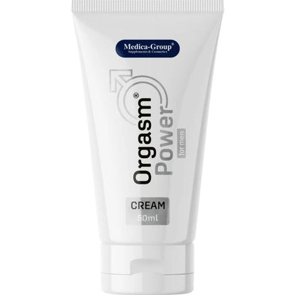 Embalagem do MEDICA GROUP Creme Íntimo Orgasm Power Para Homens 50ml, focado em intensificar sensações e fortalecer a ereção.