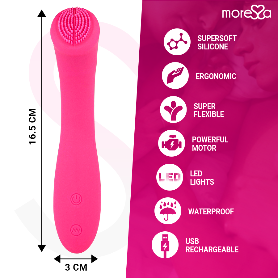 Vibrador MORESSA Celso Premium de silicone recarregável com design ergonómico e ponta estimulante