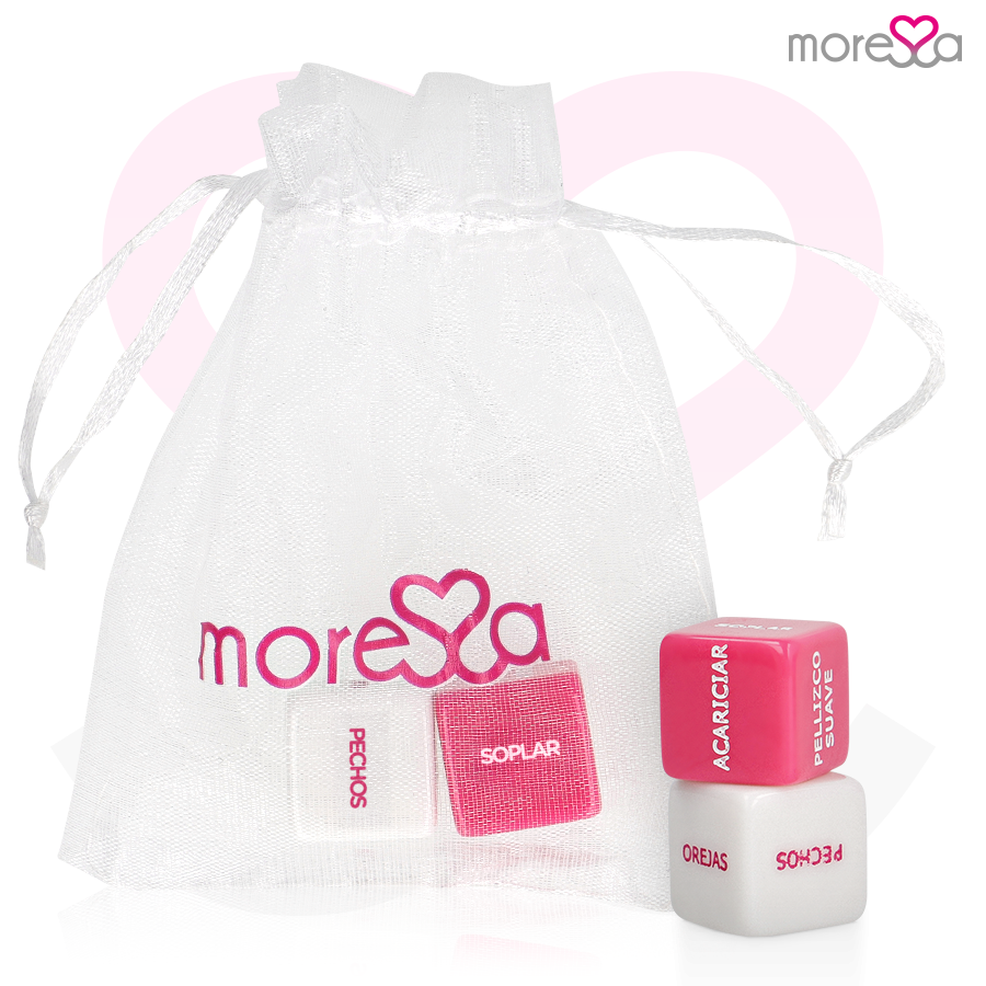 Dados eróticos MORESSA com bolsa de cetim para jogos de casal