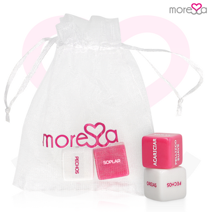 Dados eróticos MORESSA com bolsa de cetim para jogos de casal