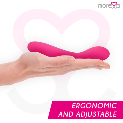 Close-up do Vibrador MORESSA Druso Premium Silicone Recarregável, mostrando seu design ergonômico e material de alta qualidade.