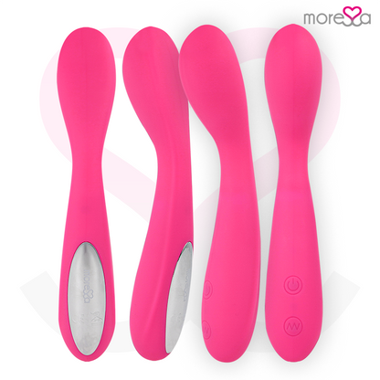 Close-up do Vibrador MORESSA Druso Premium Silicone Recarregável, mostrando seu design ergonômico e material de alta qualidade.
