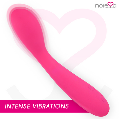 Close-up do Vibrador MORESSA Druso Premium Silicone Recarregável, mostrando seu design ergonômico e material de alta qualidade.