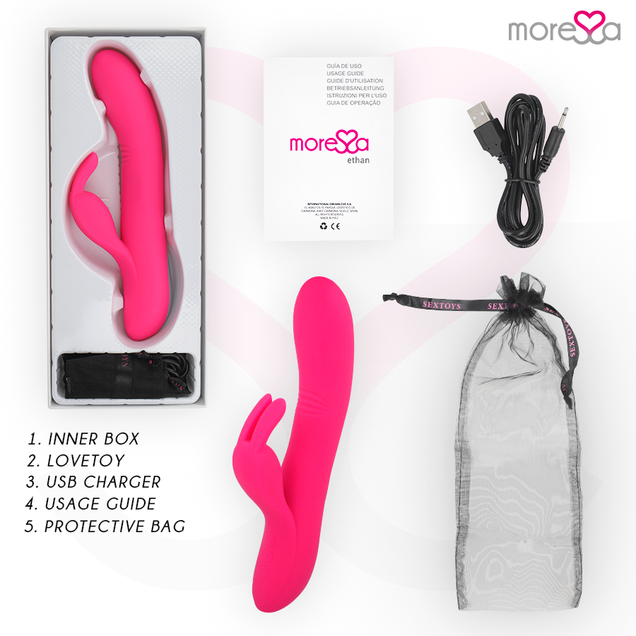 Close-up do Vibrador MORESSA Ethan de Silicone Premium com movimento ondulante.