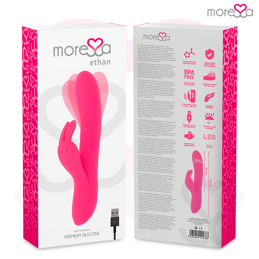 Close-up do Vibrador MORESSA Ethan de Silicone Premium com movimento ondulante.