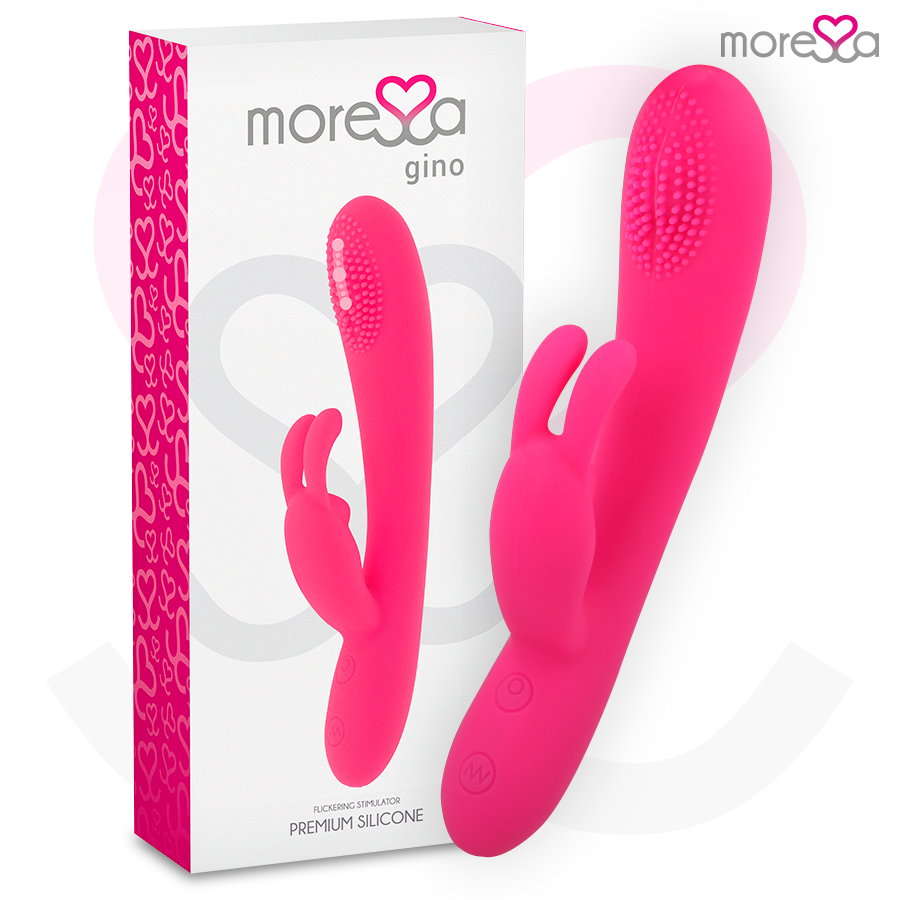Close-up do vibrador massageador MORESSA Gino de silicone premium recarregável