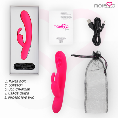 Close-up do vibrador massageador MORESSA Gino de silicone premium recarregável