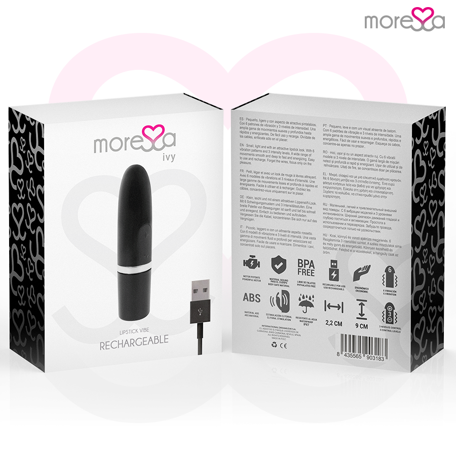 MORESSA Ivy Vibrador Estimulador de Viagem Preto Discreto com design elegante e compacto.