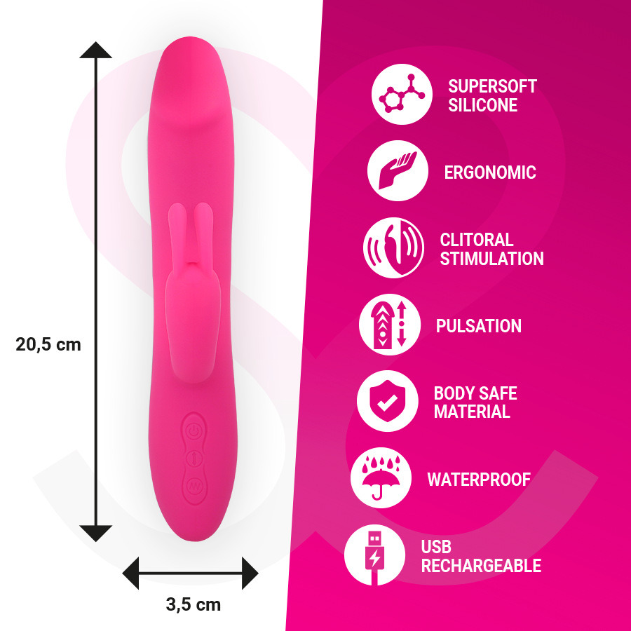 Vibrador MORESSA Molly Premium de silicone com design ergonómico para estimulação dupla.
