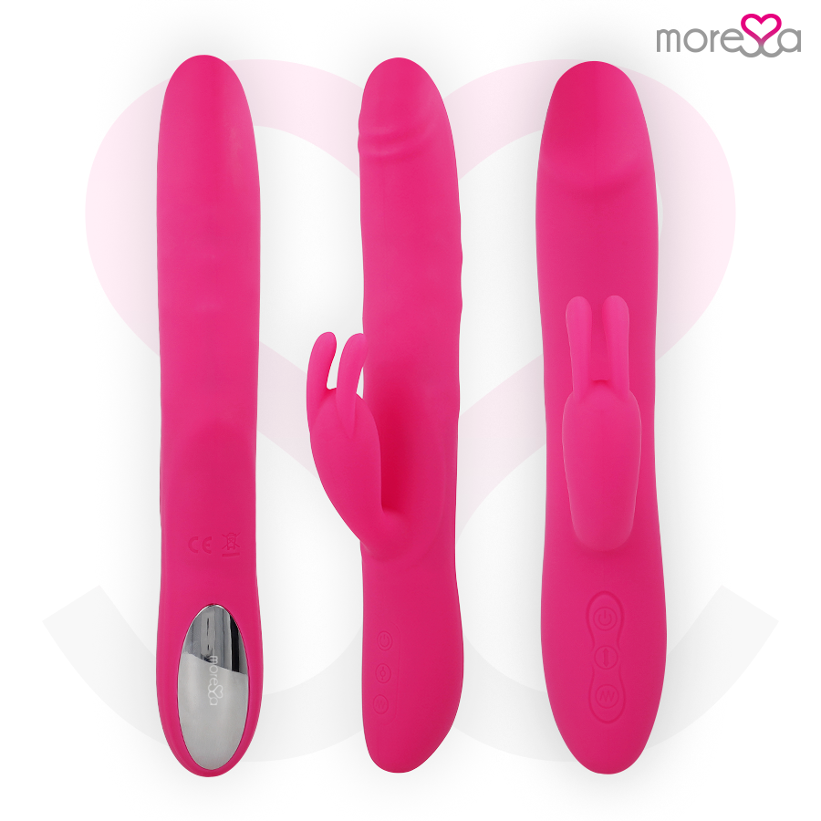 Vibrador MORESSA Molly Premium de silicone com design ergonómico para estimulação dupla.