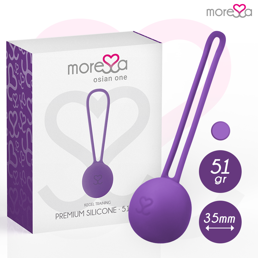 Close-up das Bolas Vaginais MORESSA Osian One de Silicone Lilás para Treino do Assoalho Pélvico.