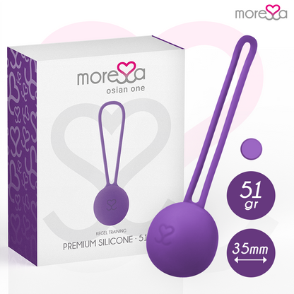 Close-up das Bolas Vaginais MORESSA Osian One de Silicone Lilás para Treino do Assoalho Pélvico.
