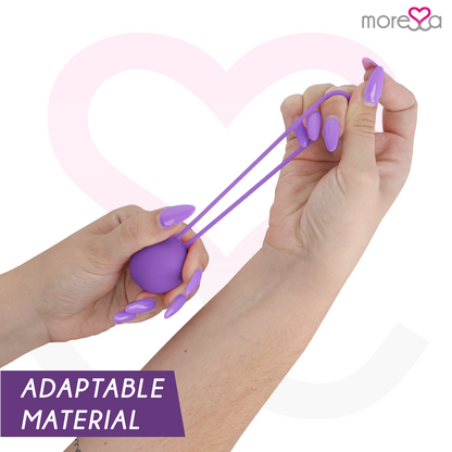 Close-up das Bolas Vaginais MORESSA Osian One de Silicone Lilás para Treino do Assoalho Pélvico.