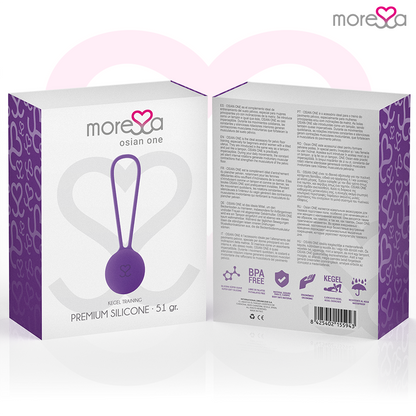 Close-up das Bolas Vaginais MORESSA Osian One de Silicone Lilás para Treino do Assoalho Pélvico.