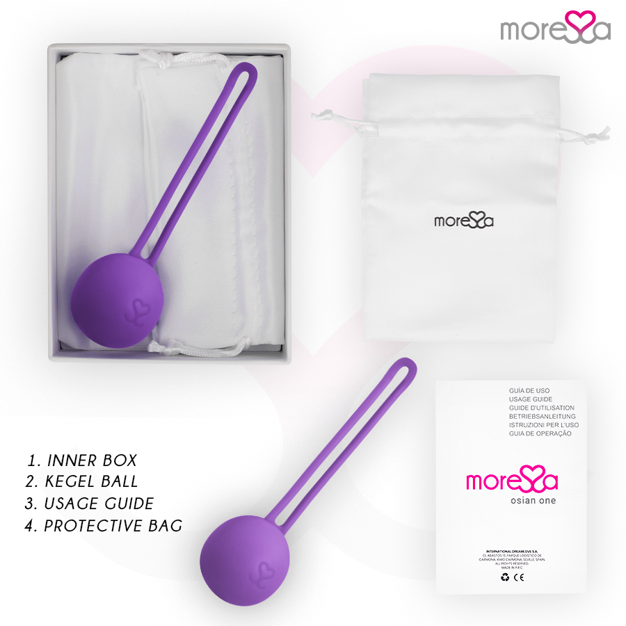 Close-up das Bolas Vaginais MORESSA Osian One de Silicone Lilás para Treino do Assoalho Pélvico.