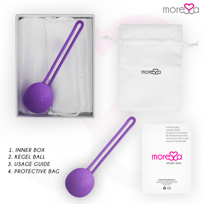 Close-up das Bolas Vaginais MORESSA Osian One de Silicone Lilás para Treino do Assoalho Pélvico.