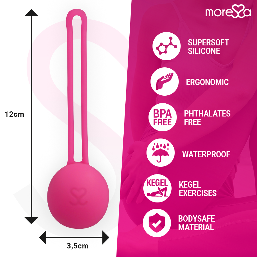 Bolas Chinesas MORESSA Osian One em silicone premium, cor rosa para treino do assoalho pélvico