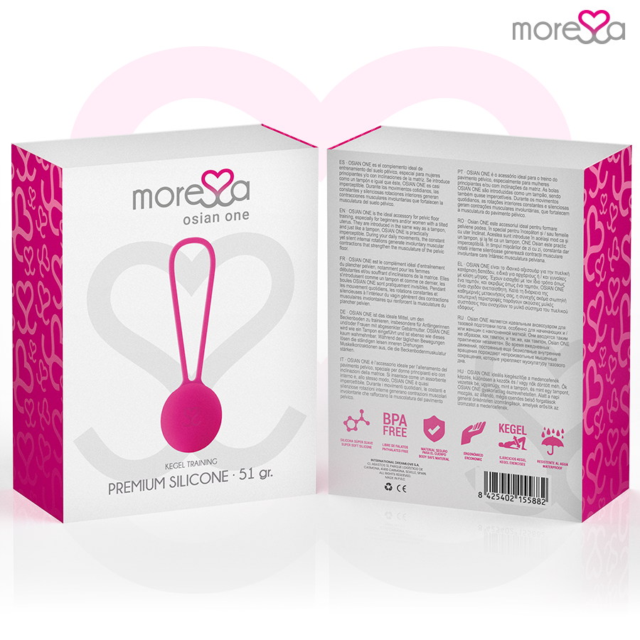 Bolas Chinesas MORESSA Osian One em silicone premium, cor rosa para treino do assoalho pélvico