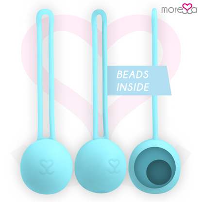 Bolas Vaginais MORESSA OSIAN ONE de silicone premium na cor turquesa, para treino do assoalho pélvico e bem-estar íntimo.
