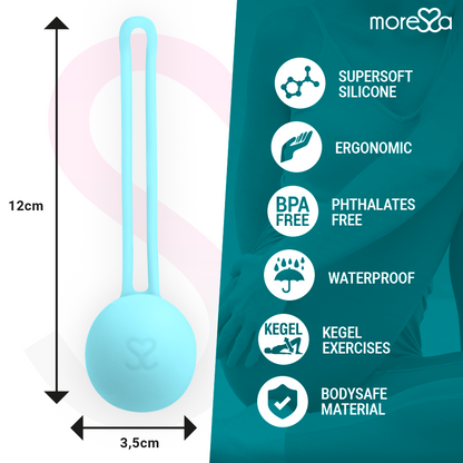 Bolas Vaginais MORESSA OSIAN ONE de silicone premium na cor turquesa, para treino do assoalho pélvico e bem-estar íntimo.