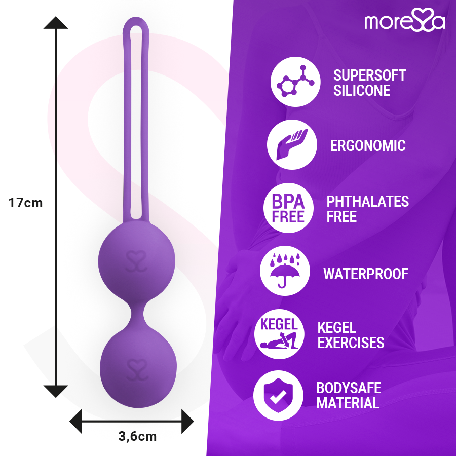 Detalhe das Bolas Vaginais MORESSA OSIAN Três em silicone premium para treino do assoalho pélvico.