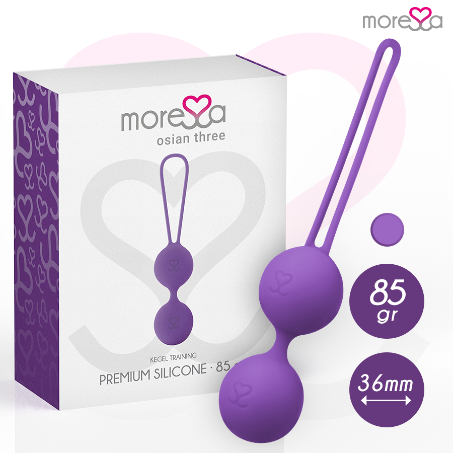 Detalhe das Bolas Vaginais MORESSA OSIAN Três em silicone premium para treino do assoalho pélvico.
