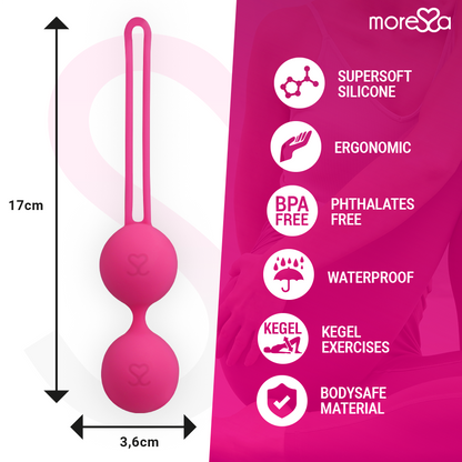 Close-up das Bolas Vaginais MORESSA Osian Três em Silicone Premium Rosa, mostrando design elegante e toque suave.