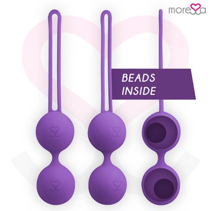 Bolas vaginais MORESSA Osian Two de silicone premium lilás para treino do assoalho pélvico.