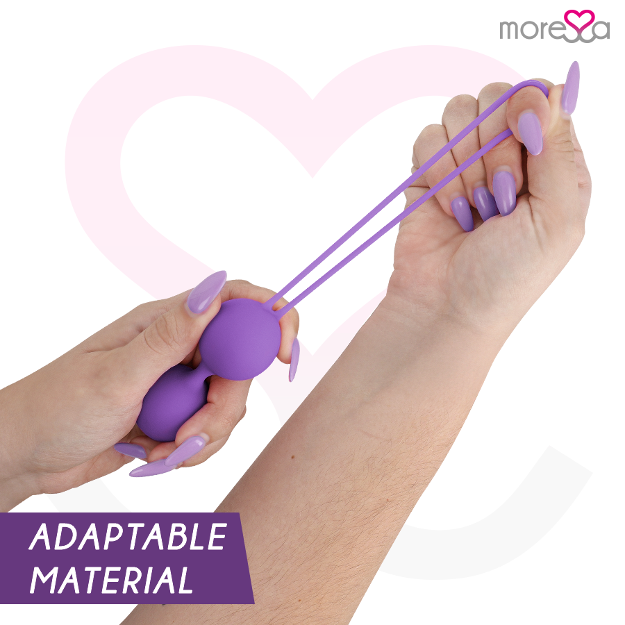 Bolas vaginais MORESSA Osian Two de silicone premium lilás para treino do assoalho pélvico.