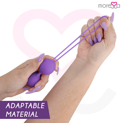 Bolas vaginais MORESSA Osian Two de silicone premium lilás para treino do assoalho pélvico.