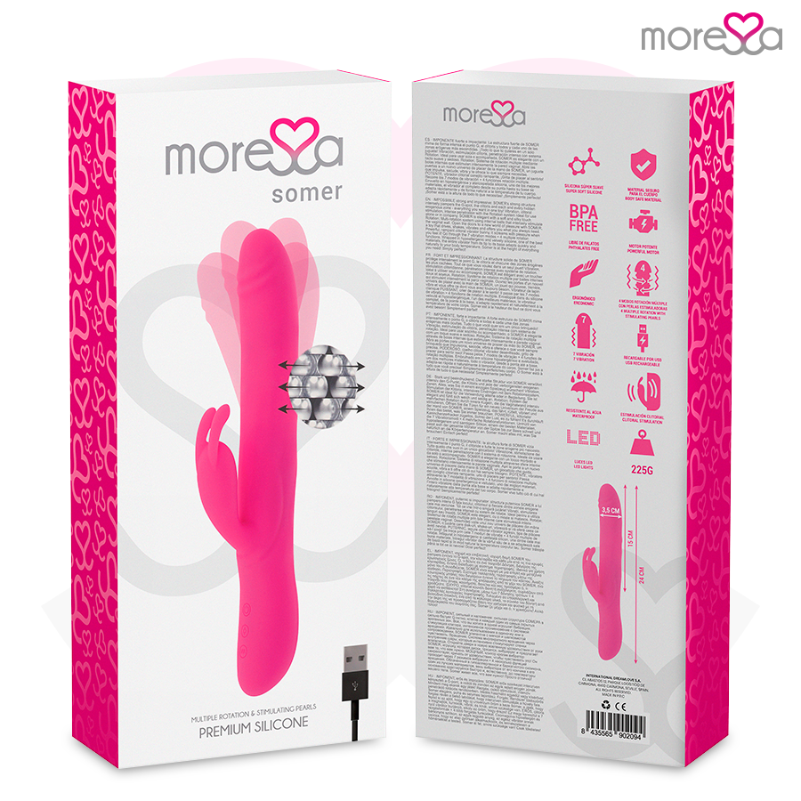 Vibrador MORESSA Somer Premium com rotação múltipla e estimulação G-spot, ideal para prazer intenso.