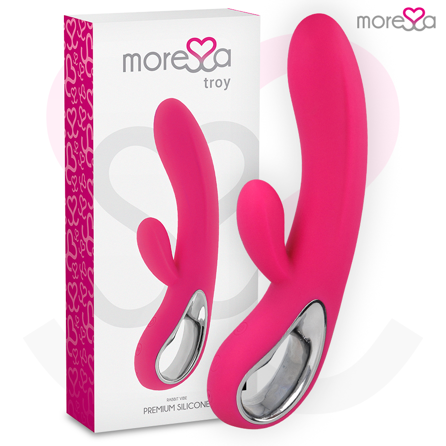 Vibrador MORESSA Troy Premium de silicone recarregável para estimulação dupla.