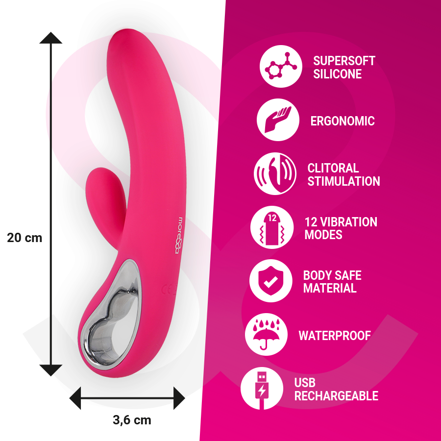 Vibrador MORESSA Troy Premium de silicone recarregável para estimulação dupla.